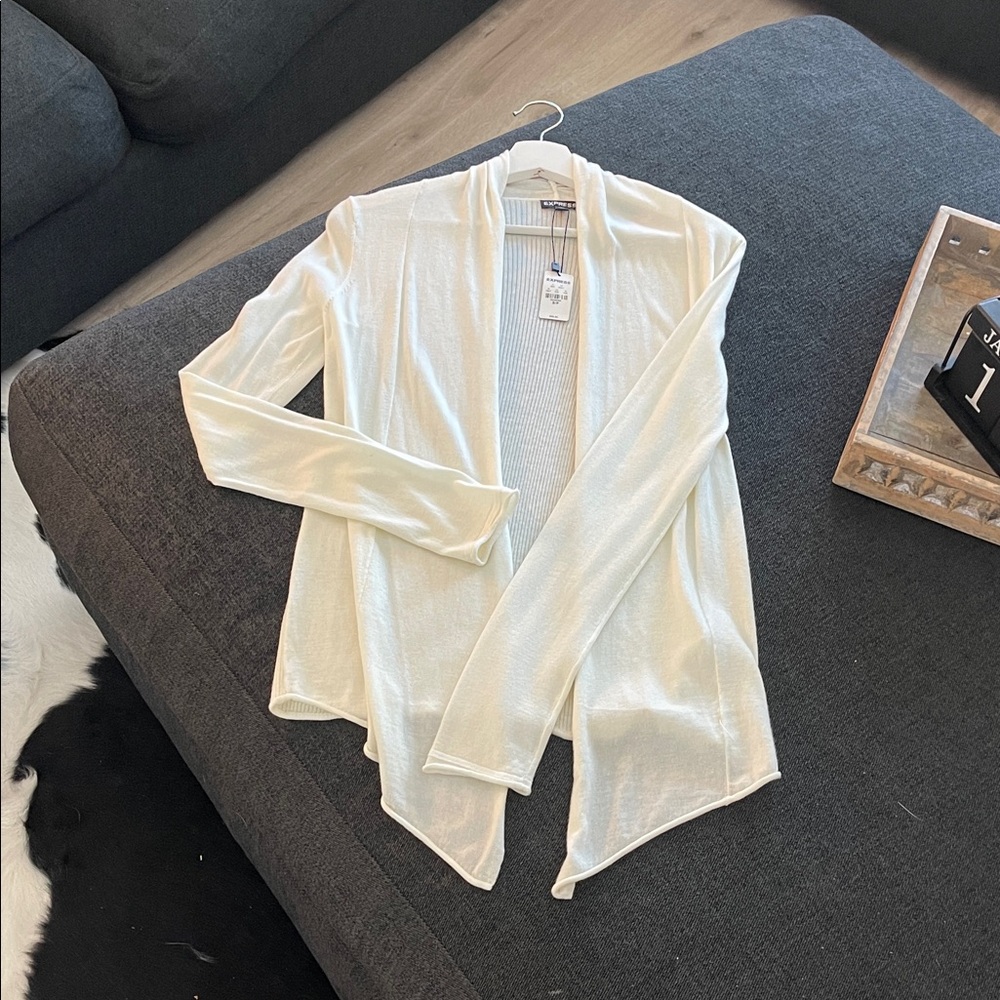 Express Ivory Open-Front Cardigan